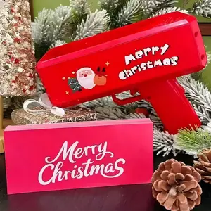 Christmas Prop Money Gun Set, Spraying Cash Gun with Christmas Paper, Party Decoration, Game Movie Handheld Spray Gun