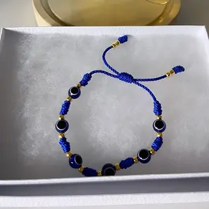 Evil Eye Bracelet, Blue and White, Turkish Talisman for Protection, Silver Chain, Adjustable Clasp