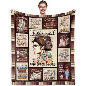 Gifts for Book Lovers, Just a Girl Who Loves Books Reading Blanket 60"X50", Gift for Readers/Book Club/Librarian, Bookish Accessories for Birthday/Christmas/Xmas