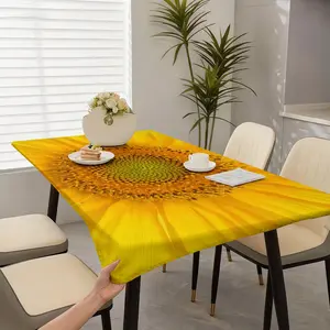 1 piece of 2D beautiful sunflower pattern elastic tablecloth, perfect for indoor use, outdoor camping, picnicking, and garden gatherings.