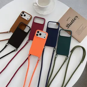 Crossbody Strap New iPhone 17 PM Phone Case Matte Skin Feel 16 Shockproof Apple 15 Protective Cover