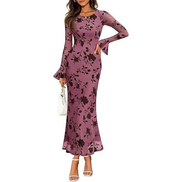 autumn dress long sleeve wedding guest - TikTok Shop
