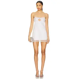 For Love & Lemons Glitter Slip Dress in White