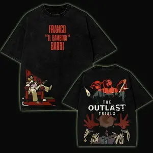 Men's Short-Sleeve Round Neck T-Shirt - The Outlast Trials Franco Barbi Graphic, Vintage, Casual, Distressed, Festive Streetwear Top