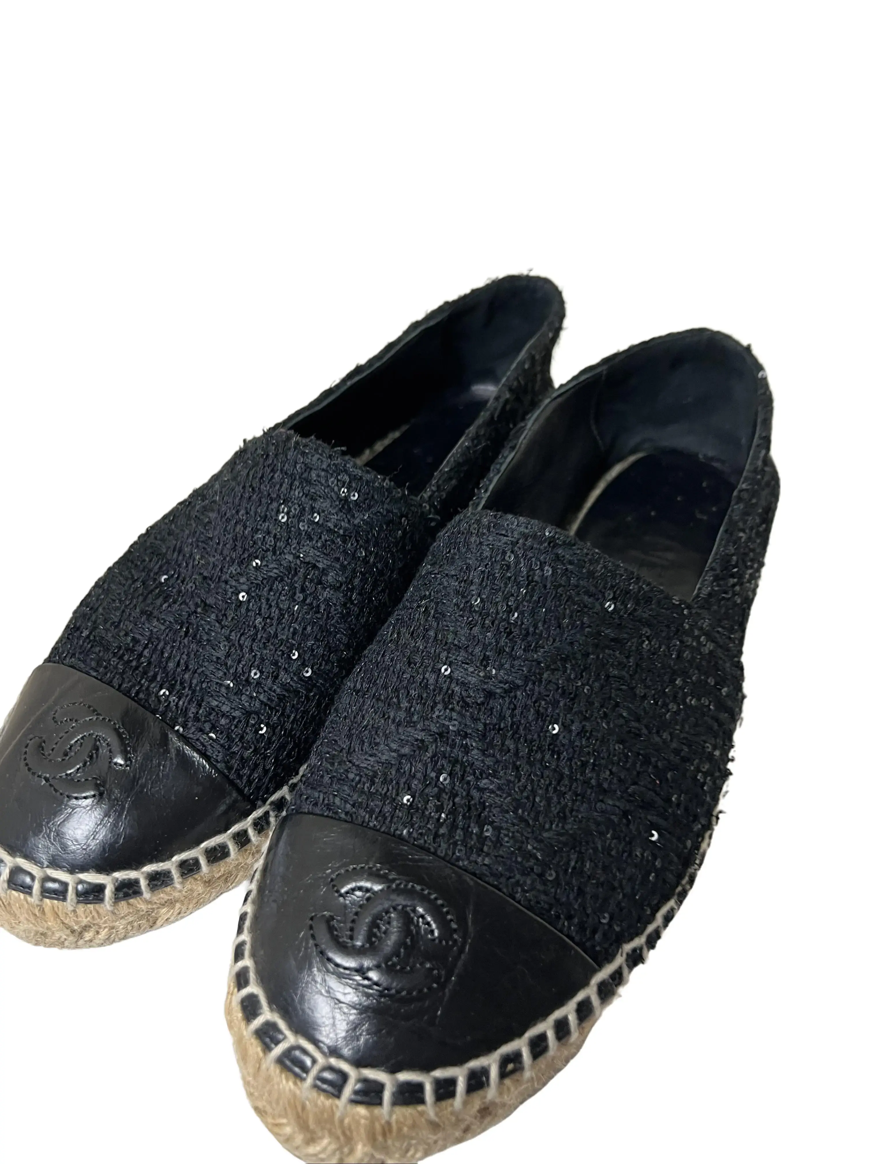 Chanel Interlocking CC Logo Sequined Espadrilles Women's Size: 8 | IT 38