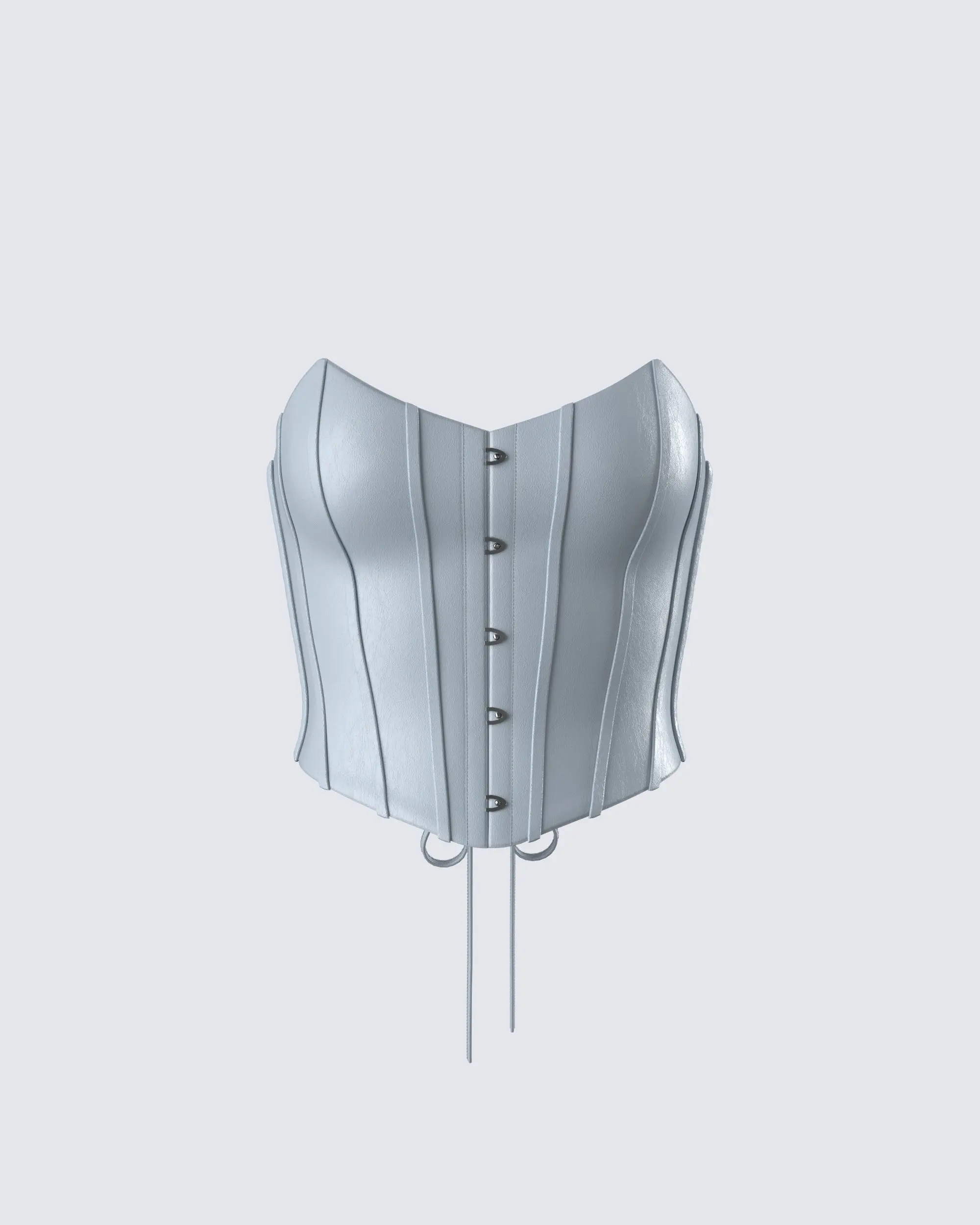 Grey Vegan Leather Corset, Women's Fitted Lace Up Top with a Sweetheart Cut, Polyester Spandex Fabric & Boning Support, Decorative Lace-Up Ties, Fashion