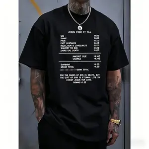 JESUS PAID IT ALL Graphic Print Tee - Soft, Breathable, Casual Short Sleeve T-Shirt for Men - Perfect for Summer, Outdoor Activities, and Faith-Based Events