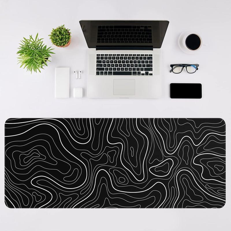 Pad Gaming Mousepad 31.5 x 11.8in Large Pad for Keyboard and with Anti-Slip Rubber Base, Keyboard Pad XL Mat for and Office(Black with White Topographic Line) Pad Gaming Mousepad 31.5 x 11.8in Large Pad for Keyboard and with Anti-Slip Rubber Base, Keyboard Pad XL Mat for and Office(Black with White Topographic Line)