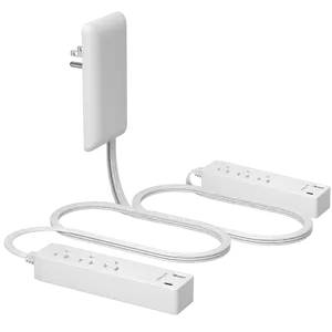 LIDER Dual-Strip Outlet Extender with 3 Receptacles, USB Type-A and USB Type-C, Ultra-Thin Wall Plate Plug with Cord Extender, 3-Outlet Power Strip, Flat-Face, 3-feet Cord