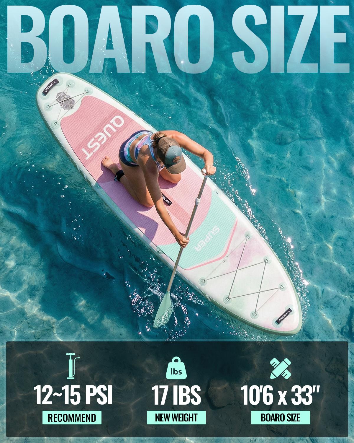 [Summervibes] 10'6''x33'' Inflatable Stand Up Paddle Board, 400lbs Extra Wide SUP with Kayak Seat, Anti-Slip EVA Deck, Premium Accessories Kit for Yoga, Fishing, Outdoor Water Sports