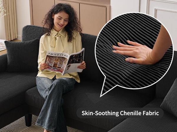【2 Packages】98" U Shaped Couch with 18" Seat Height, Sectional Couches for Living Room, 4 Seater Couch Set with Double Chaise for Apartment, Living Room Sofas, Chenille