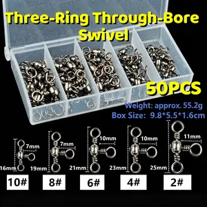 50-Piece Fishing Swivel Set, Multi-Specification Swivels, Anti-Tangle High-Speed Rust-Resistant, Includes Storage Box, Freshwater & Saltwater Gear