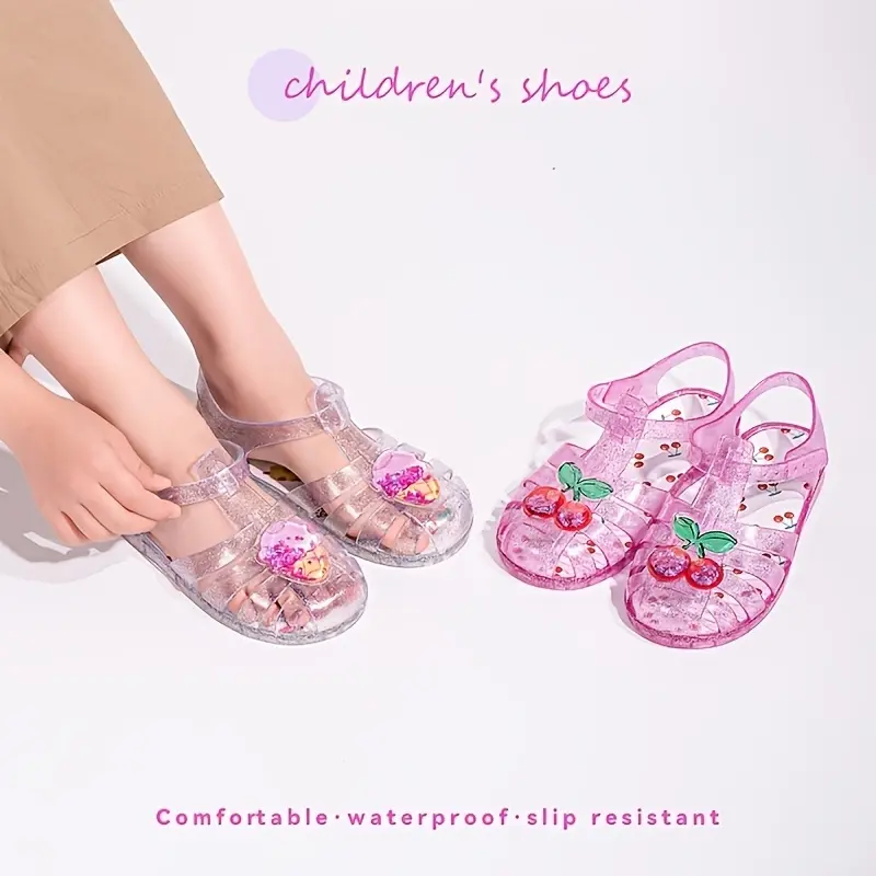 2026  fruit-themed design-toe beach shoes, hollow princess shoes, themed color scheme (white) |         Pink |         Purple |         Yellow) options, adjustable, suitable children's daily indoor and outdoor play and beach activities