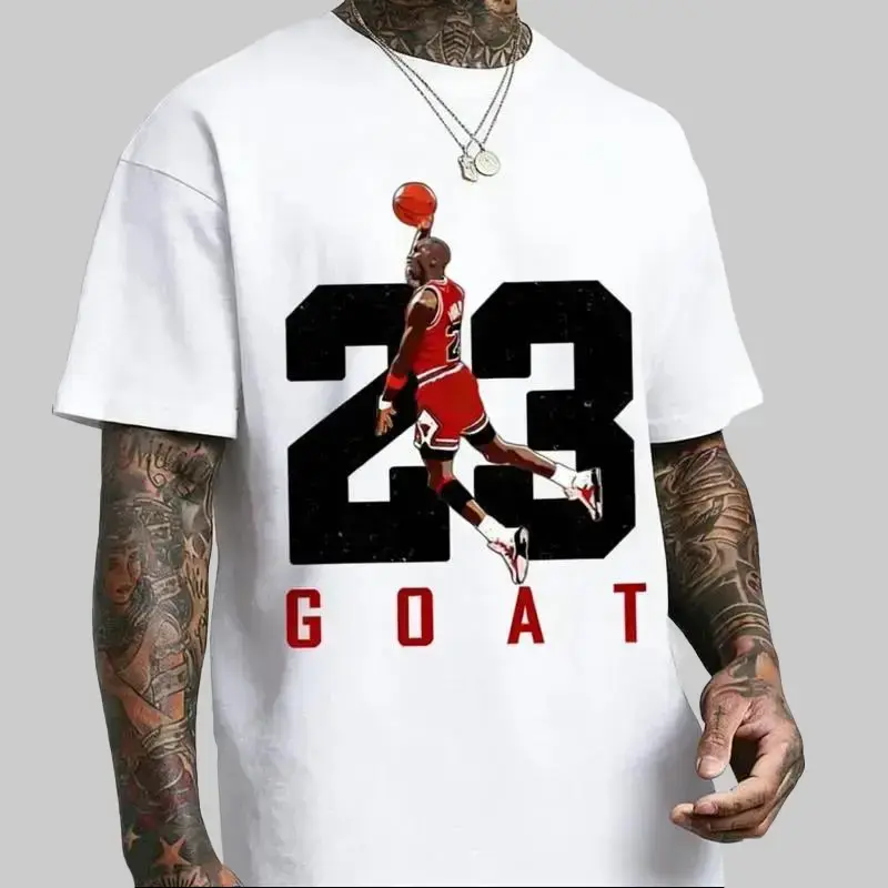 23 T-Shirt – Clean Retro Basketball Tee with Iconic Dunk Pose and Bold Typography for Hoopers & Fans graphic tees men funny shirts,t-shirt good graphic tees Cotton Menswear