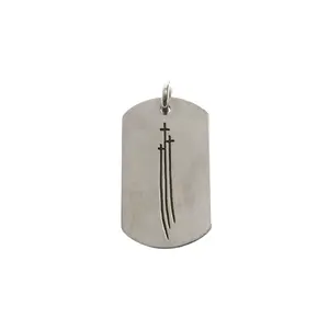 Triple Cross Dog Tag Pendant with 30” Chain "Silver" CHRM0499