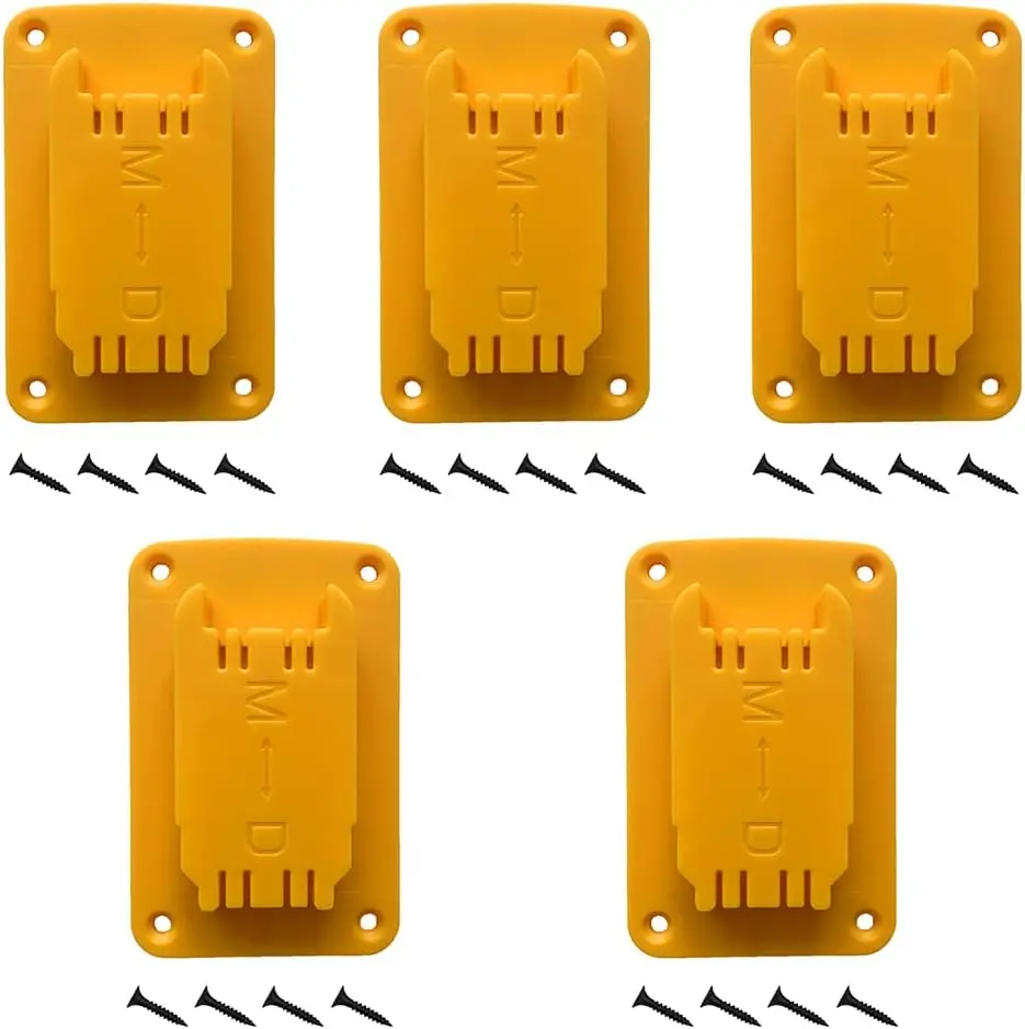 5-Pack Drill Tool Holders for Dewalt 20V/12V & Milwaukee M18, Wall Mount Tool Organizer for Garage Storage (Yellow)