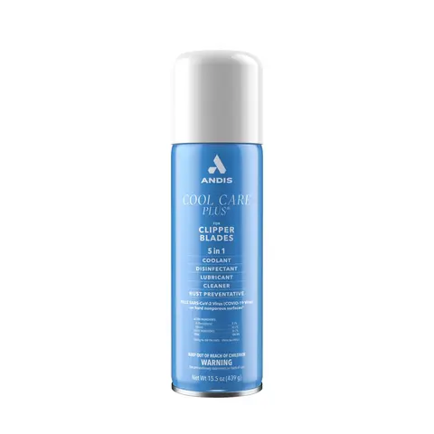 Andis 12750 Cool Care Plus 5-in-1 Clipper Spray - 15.5 oz Aerosol Cleanser Can (458ml Liquid), High-Pressure Nozzle, Sure Grip, Antibacterial Disinfectant, Coolant, Moisturizer, Rust Preventative for Barber Blade Care and Treatment