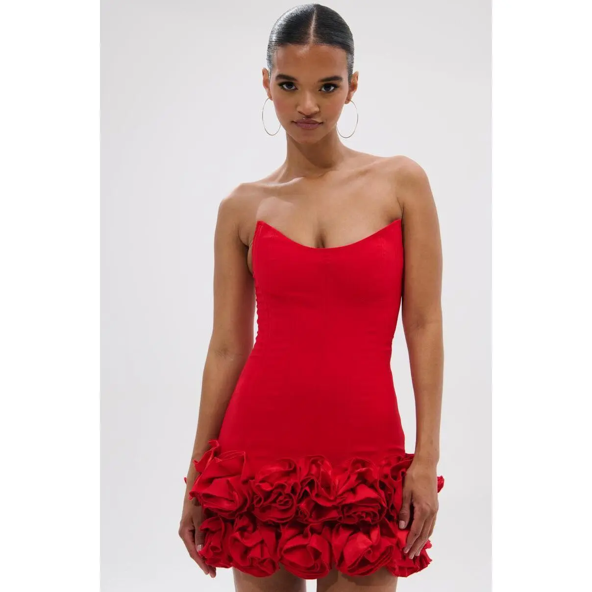 knee length dresses for ladies Rose Garden Tied Shoulder Maxi Dress Red Selfie Leslie
