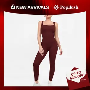 Popilush Shapewear Seamless Square Neck Tank Workout Jumpsuit