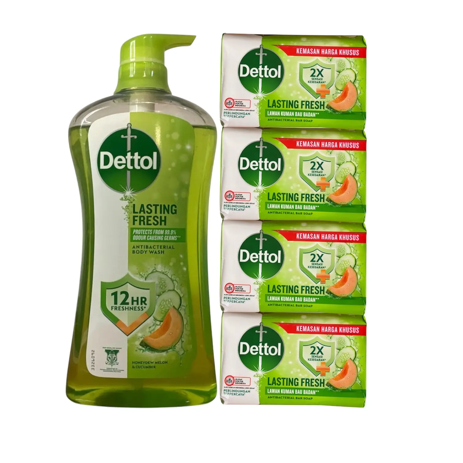 Dettol Lasting Fresh Body Wash 950g & 4 Lasting Fresh Soap 100g Each (Multiple Variations)