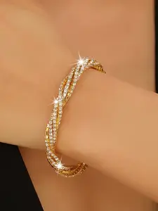 Women's Fashion Bracelet, Elegant Simple Style, Perfect for Daily Wear and Weddings, Delicate All-Season Tennis Bracelet