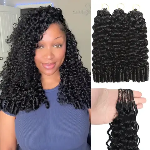 Ramiss Burmese Curly Miracle Knots Human Hair Crochet Weave Extensions - Pre-Separated 50g, 40 Strands/Pack, Hot Braids Body Wave, 4-5 Packs for Full Head, Time-Saving Lightweight Protective Styles, No Tension, Reusable Hair Pieces