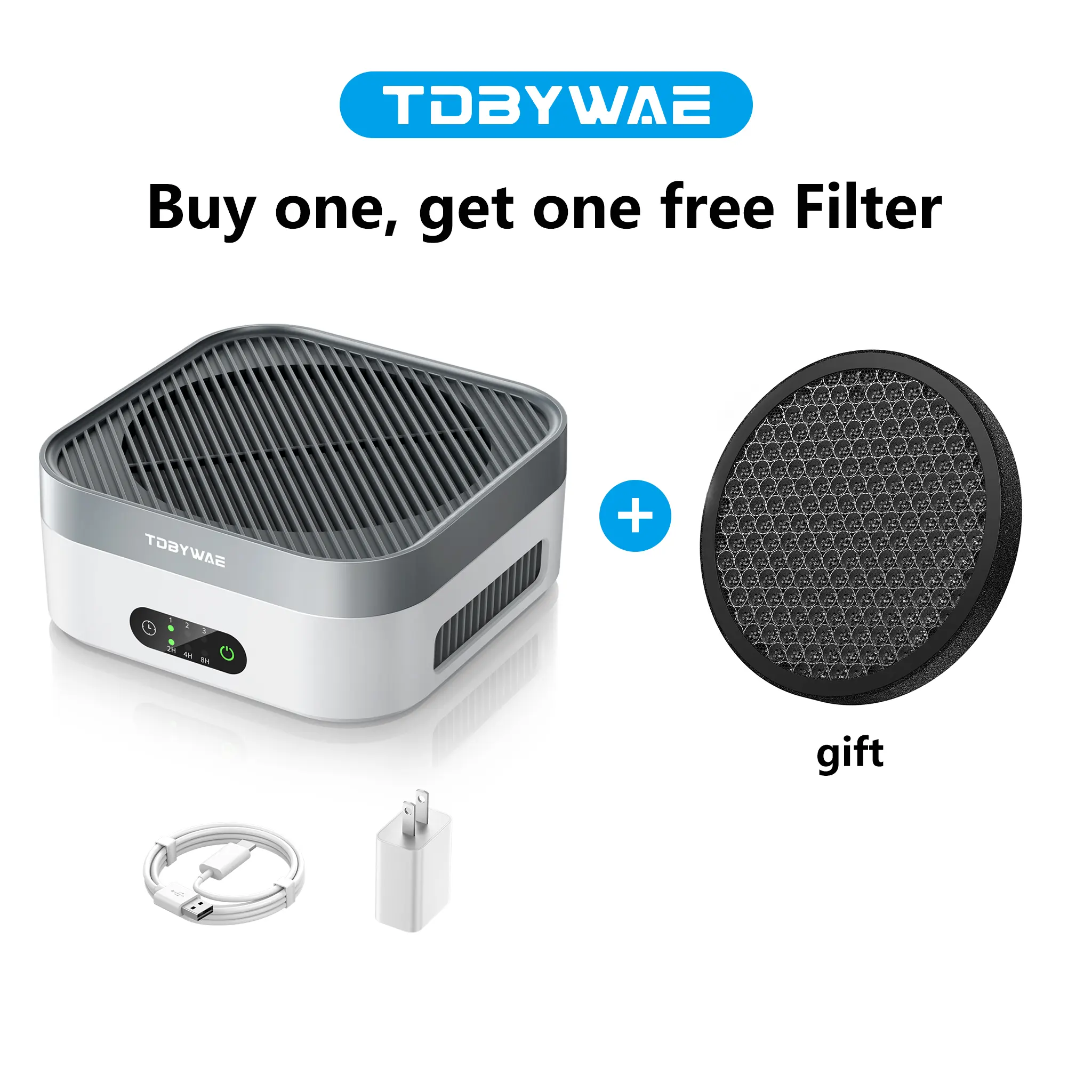 TDBYWAE Air Purifier,Air Purifier for Bedroom Up to 600 ft², H13 True HEPA Air Purifier for Pets Dust Dander Pollen Odor Smoke, with New Quiet Wind Wheel System, for Desk/Car/Travel
