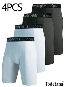 4-piece Men's Compression Workout Shorts, Quick-Dry & Moisture-Wicking, High Elastic Breathable Gym Shorts, No Chafing Performance Shorts for Running, Basketball & Training