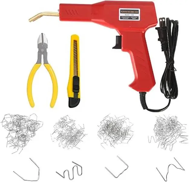 Plastic Welder Kit,Hot Stapler Welding Gun with 200PCS 4 Types Staples & Carry Case,for Car Bumper Cracks Repair, Car Accessories,Universal for SUV Sedan RV