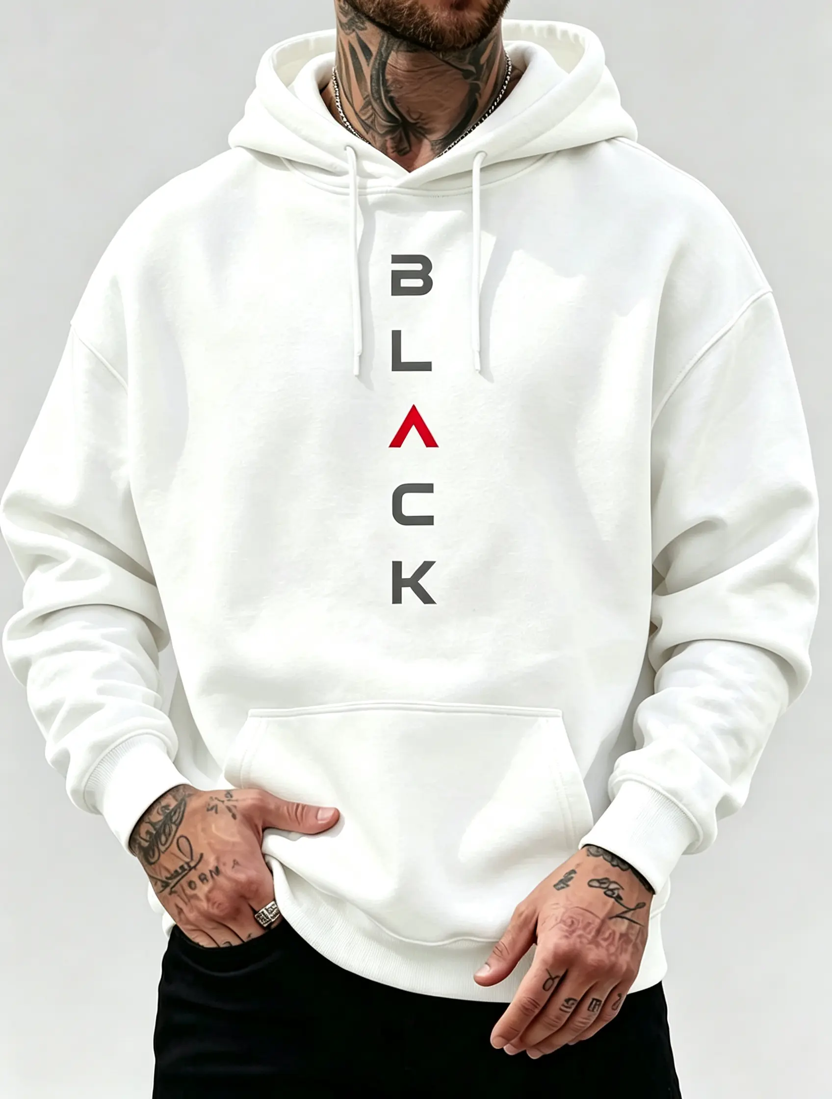 life hoodie Men Casual Life Hoodie, Vertical Letter Graphic Print Long Sleeve Sweatshirts, Daily Menswear Tops