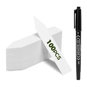 Bamworld Plant Labels 100Pcs Waterproof Plastic Markers for Outdoor Gardening, Durable Plant Tags with Pen for Seedling Identification Herb Pot Vegetable Garden Markers
