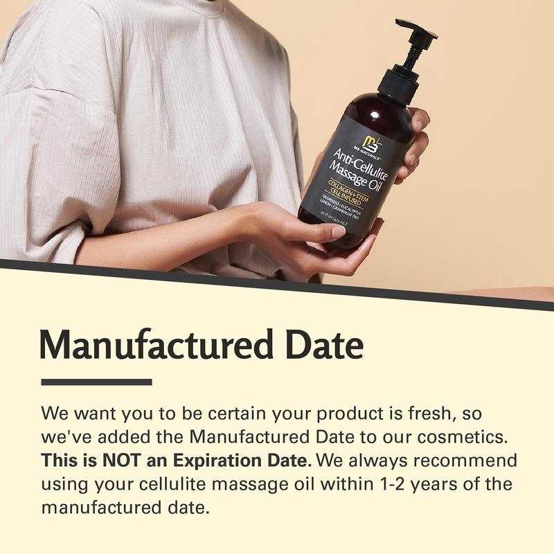 M3 Naturals Cellulite Massage Oil 8oz - Smooth the Appearance of Cellulite - Body Care & Skin Care Massage Oil - Topical Collagen and Plant Stem Cell Body Oil to Restore Texture and Elasticity - Soothing Body Oil