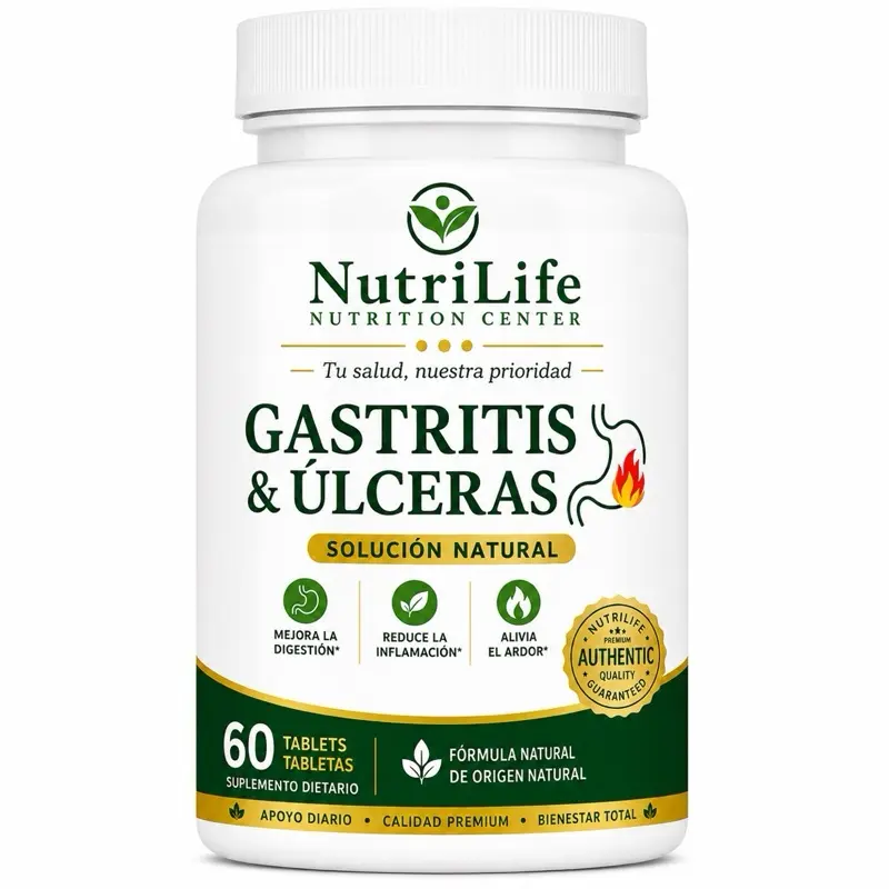 Natural Gastritis & Ulcer Support Dietary Supplement - 60 Capsules, Daily Stomach Care, Soft Digestion Aid for Adult Stomach Discomfort Relief