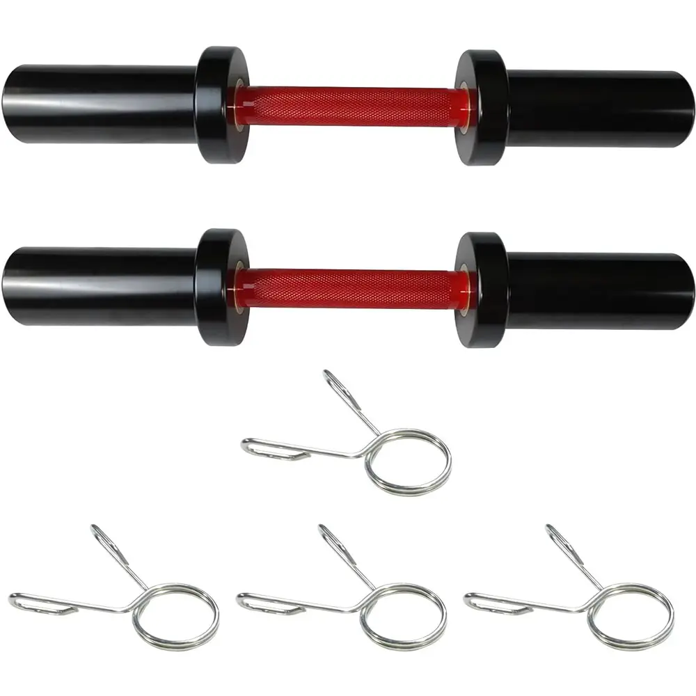 2-Pack Heavy Duty Loadable Dumbbell Handles, 40 cm Weight Bar, Solid Steel with Rotating Sleeves & Knurled Grips