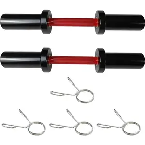 2-Pack Heavy Duty Loadable Dumbbell Handles, 40 cm Weight Bar, Solid Steel with Rotating Sleeves & Knurled Grips