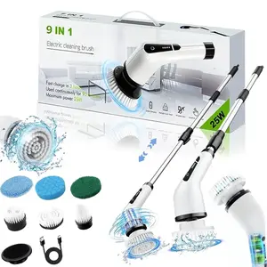 2026 Upgraded Spin Scrubber Brush， Battery with Extra-Long Runtime, IPX7 Waterproof Power Cleaner with 9 Brush Heads, 2 Speeds Adjustable Long Handle for Bathroom, Floor, Shower, Upgraded Spin Scrubber Brush for Mother’s Day Gift outdoorfun