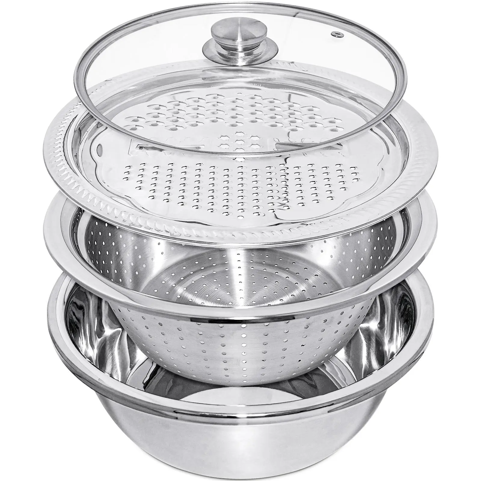 Stainless Steel Vegetable Chopper Bowl, Multifunctional Vegetable Cutter Bowl with Lid, Kitchen Vegetable Slicer, Kitchen Utensils & Gadgets, Kitchen Accessories, Strainer Basket, Cooking