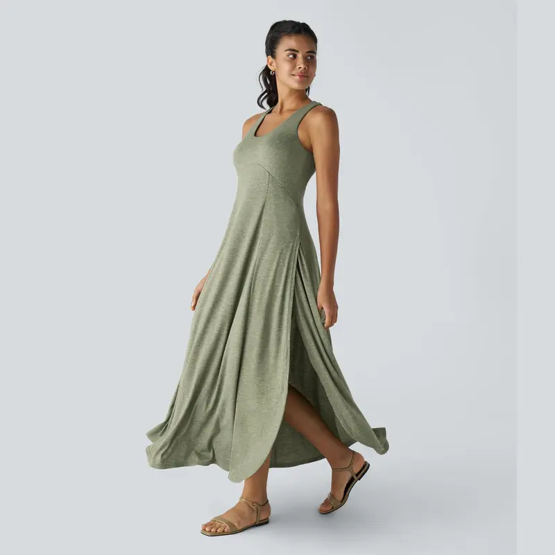 Halara U Neck Flowy Maxi Casual Tank Dress