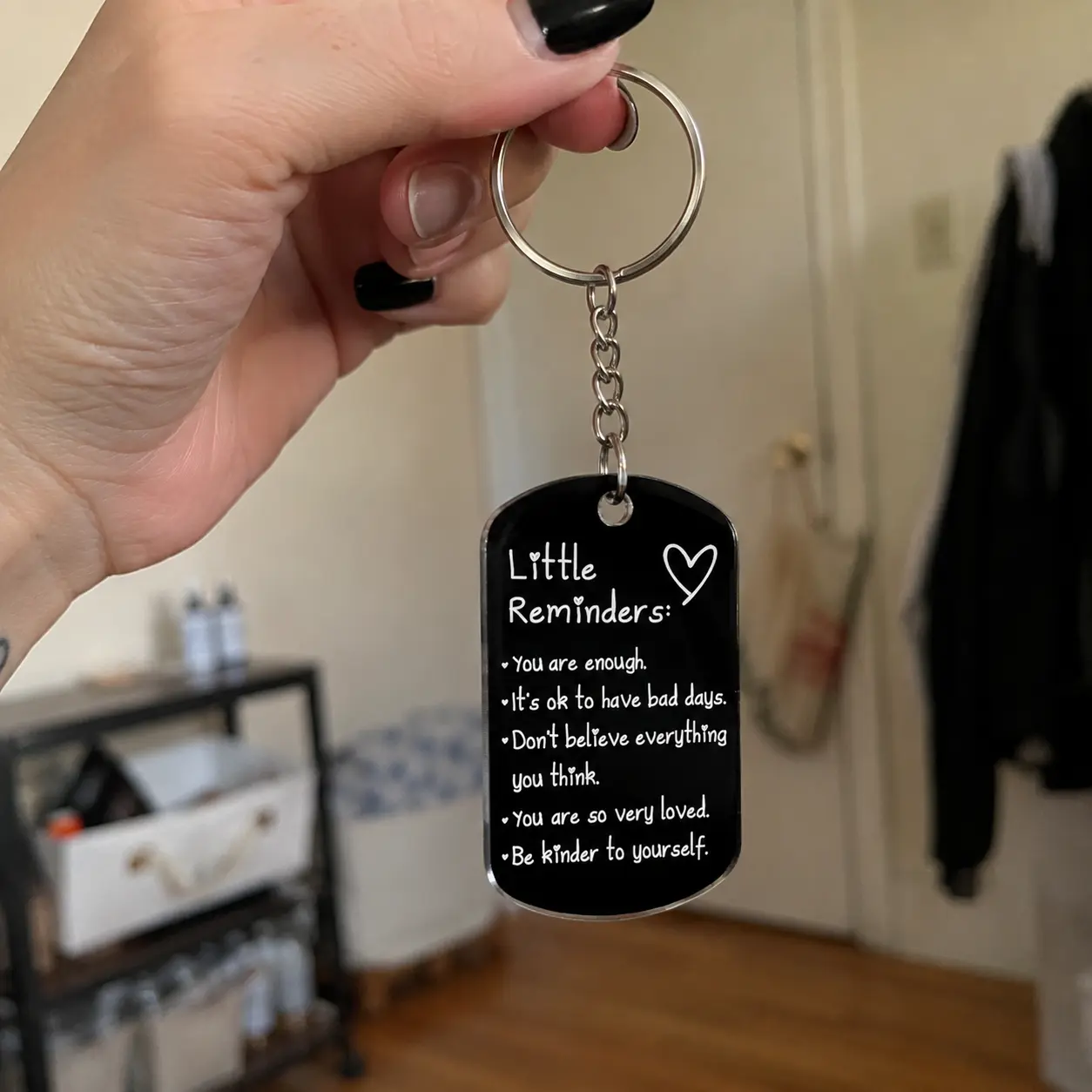 Little Reminders Acrylic Keychain, Positive Affirmation Bag Charm, Inspirational Quote Key Chain, 3 Inch Black Reminder Charm