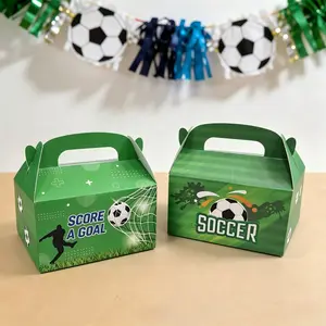 12 Football Party Pet Boxes, Snack Box with Handle, Kids Birthday, Sports Party, Game Night, Baby Bath, Gable Candy Gift Box