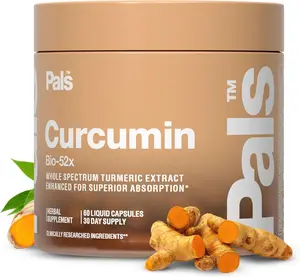 PALS Curcumin Bio-52x - Whole Spectrum Turmeric Extract Enhanced for Superior Absorption - 60 Liquid Capsules - Healthcare & Fitness Supplement