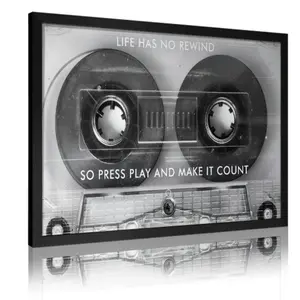 Life Has No Rewind Cassette Wall Art – Motivational Quote Poster Print, Success & Entrepreneur Mindset Decor