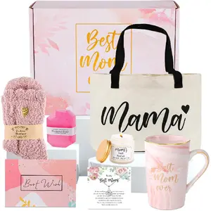 Best New Mom Gifts for Mom from Daughter Son,Gift Basket for Women Birthday Gifts for Mother-in-law Thanksgiving Presents with Candle box Tote Bag