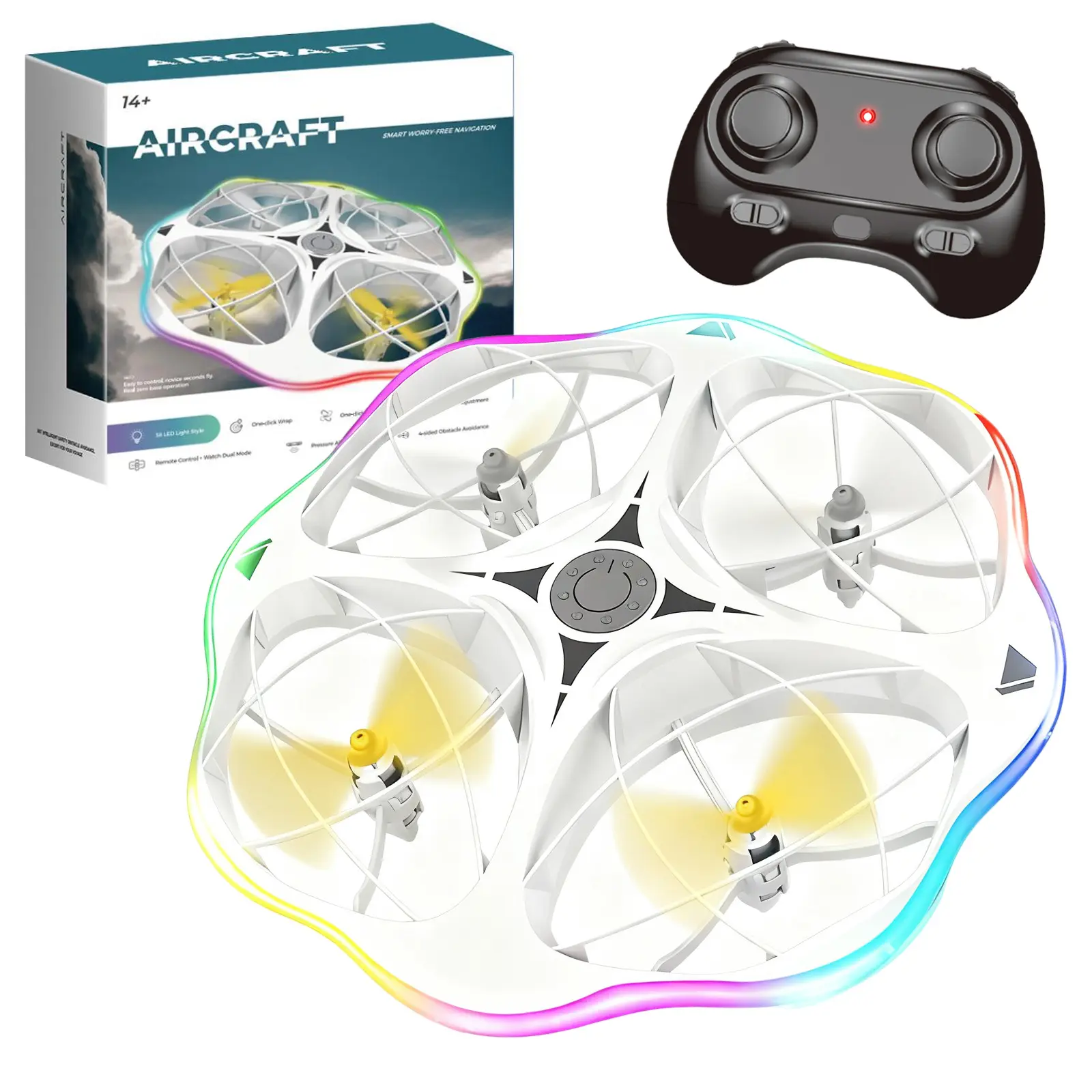 Mini Light 4-axis Rc Plane Obstacle Avoidance and Height Setting Rc Planes, Multiple Gears Speed Switching Basic Flight Remote Control Plane