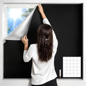 Blackout Curtains for Bedroom 40" x 57", Portable Window Blackout Blinds No Drill Room Darkening  Blackout Shades Temporary Blackout Window Cover for  Travel RV (Black-)