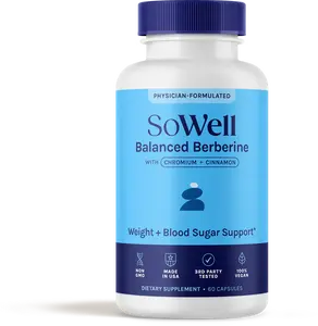 SoWell Balanced Berberine Capsules with Chromium & Cinnamon for Metabolic Health Blood Sugar Regulation & Insulin Sensitivity 60 Capsules