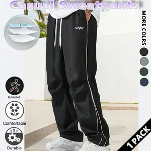 Loose Sports Pants Men's Trousers Grey Side Stripeswith Gold Accent Stripe Comfortable DesignAthleisure Style Bottoms Athletic Bottoms GymwearFitness Outfit