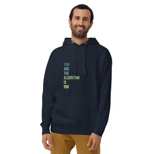 You Are The Algorithm Is You - Unisex Hoodie Classic Cotton Menswear Pocket Apparel Sweatshirt Charcoal Heather Matching Streetwear Pullover