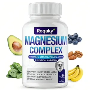 Magnesium Complex 1000mg Made with 7 Elemental Magnesium 90 Capsules Complete Chelated Mineral Supplement Magnesium Complex 1000mg Made with 7 Elemental Magnesium 90 Capsules Complete Chelated Mineral Supplement