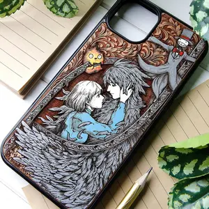 Howl's Moving Castle - Phone case wood laser engraved + hand painting for Phone Cases Phone Cover Hard Case Tough 2-piece Phone Case